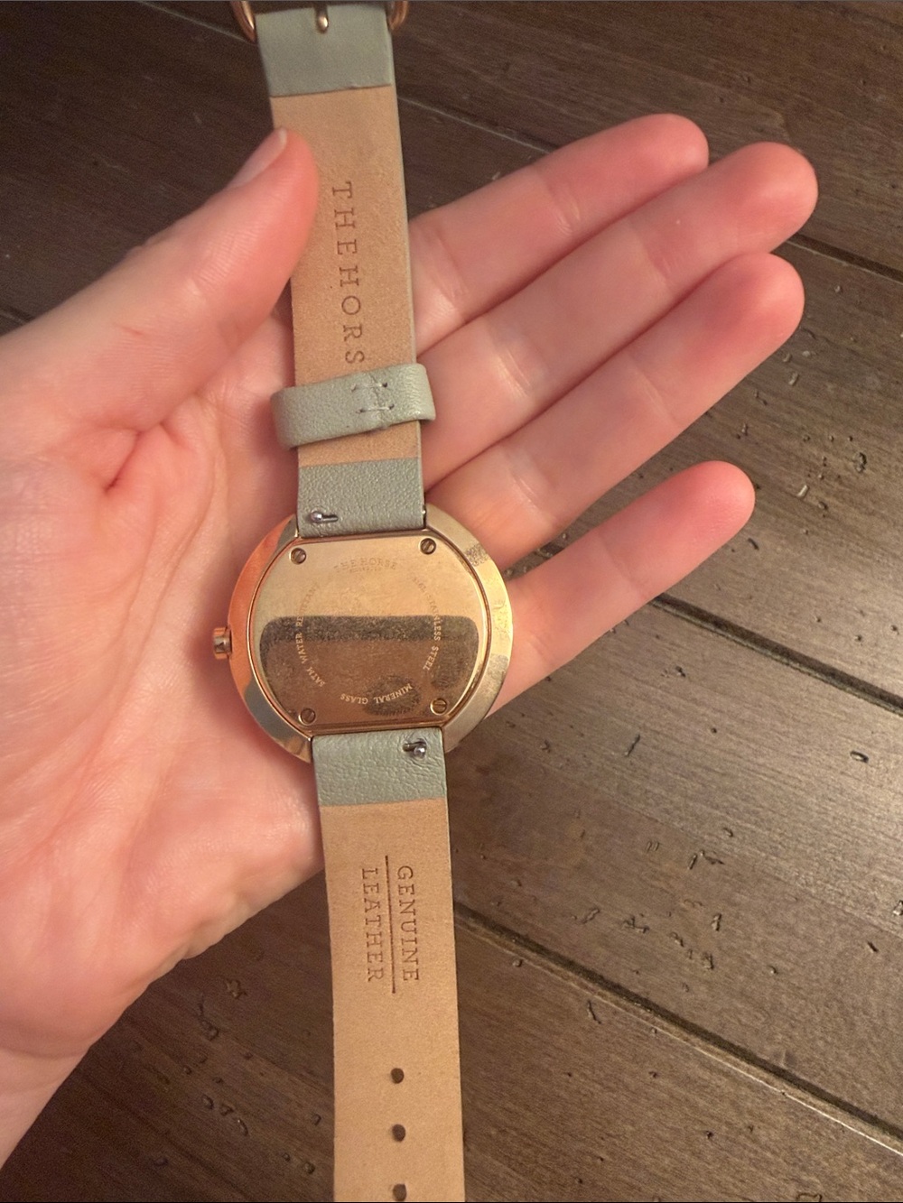 The Horse Gold Case Watch with Light Gray Strap and White Dial - Picture 2 of 3